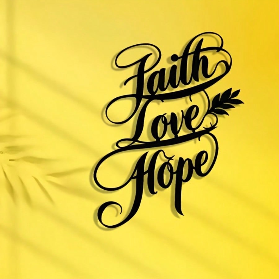 Abstract Metal Wall Art Love Hope Holiday Decor Reusable Gift for Home Office Cafe Housewarming