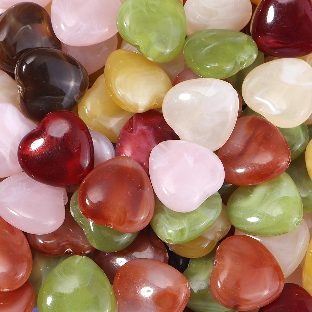 30pcs/Lot 15x15.5mm Double Colors Acrylic Beads for Jewelry Making Heart Cloud Beads Loose Spacer Beads DIY Bracelet Necklace