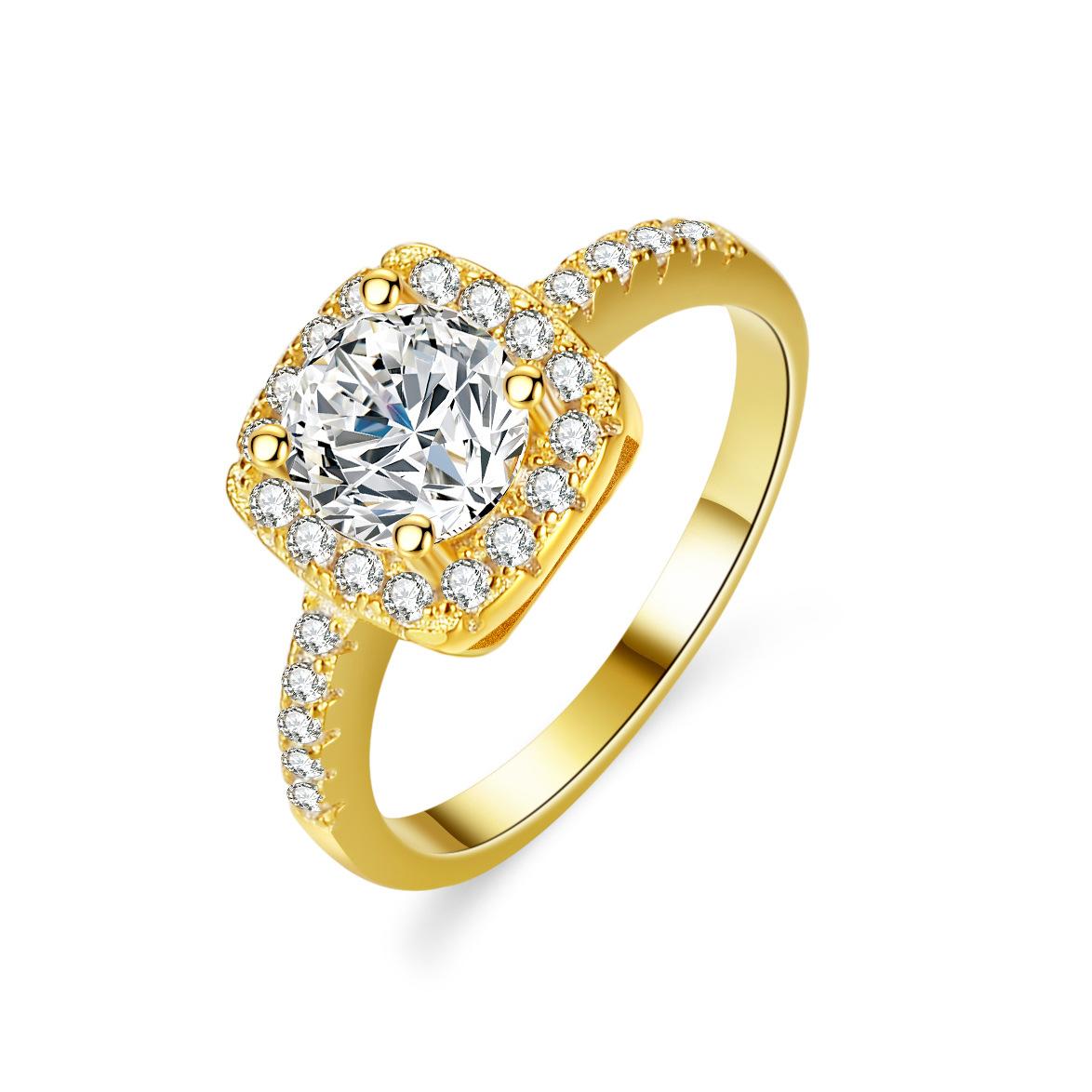 

6.5mm Gold Plated Cushion Halo Moissanite Engagement Ring S925 Sterling Silver Promise Ring For Women US Size 5 белый