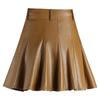 2022 High-Waisted A-line PU Faux Leather Pleated Skirt - Autumn/Winter Women's Stylish Short Umbrella Skirt