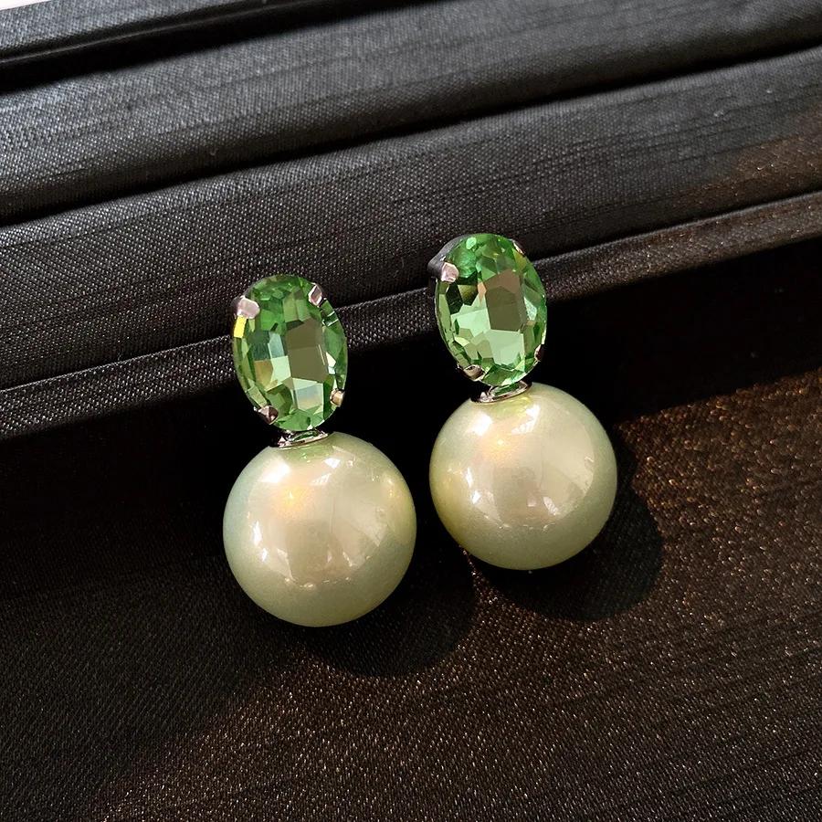 

Французькі овальні сережки з перлами та інкрустованими стразами для жінок 2025, універсальні сережки-краплі, розкішні, елітні, мінімалістичні, весільні, з цирконієм