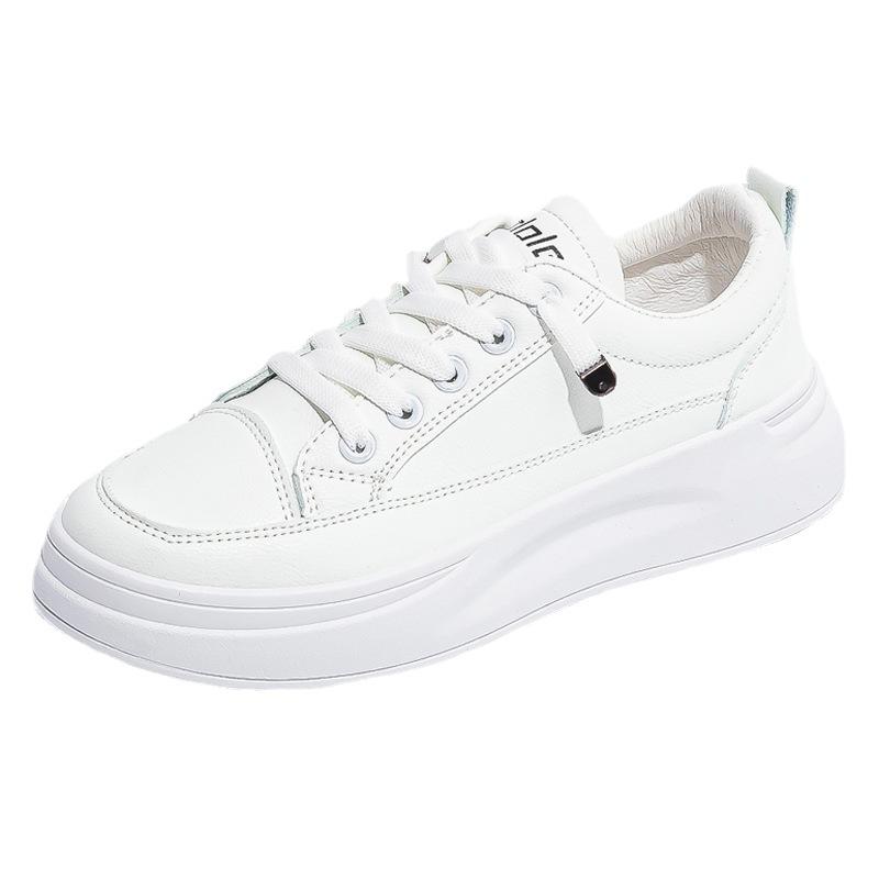 Fashion PU Leather Platform Shoes Flat Female Outdoor Elevator Sneakers Women Tennis Spring Vulcanize Thick-sole Running Trainers 2024