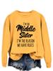 European & American Trend: "I'm the Middle Sister" Letter Print Pullover Hoodie - Autumn Long Sleeve Versatile Shirt