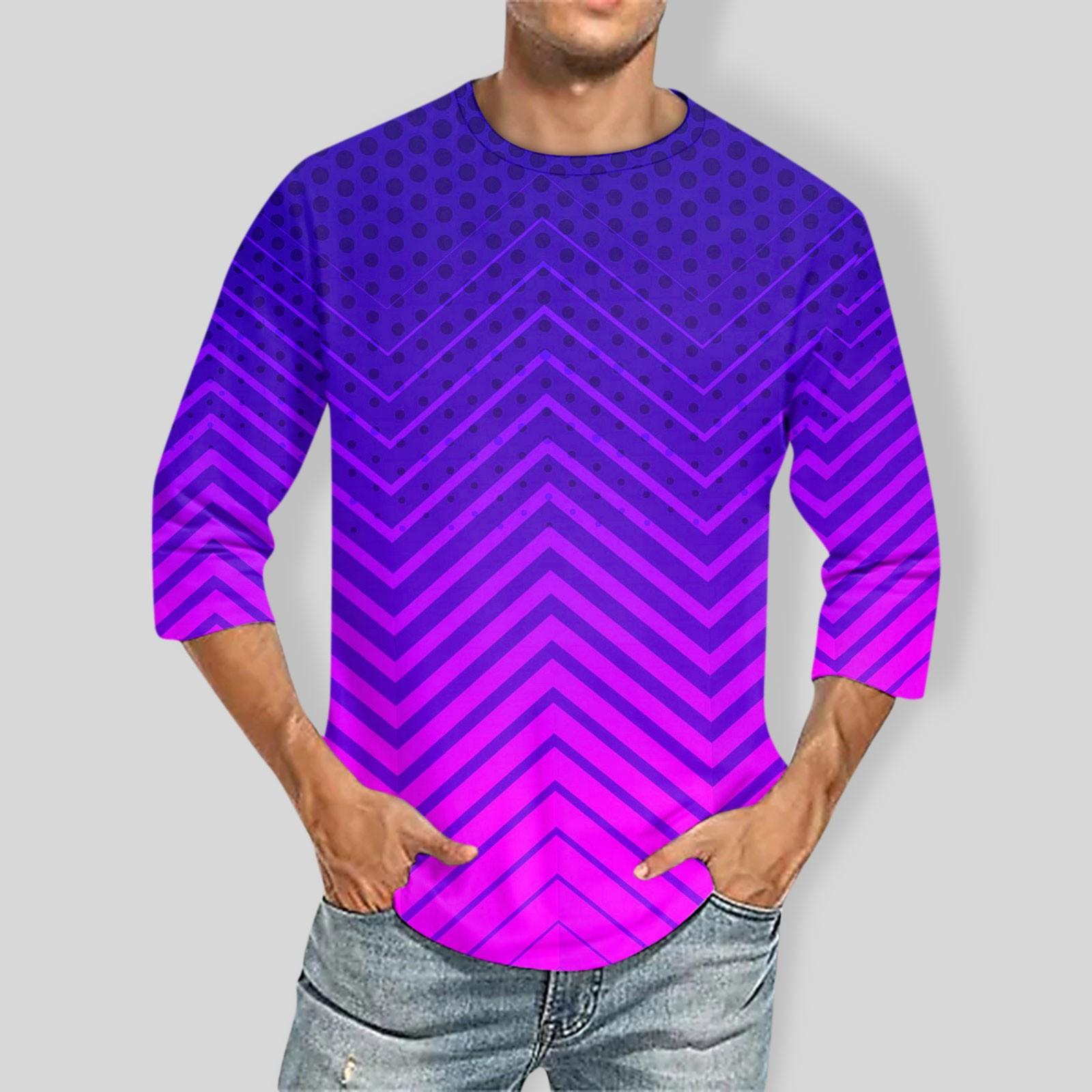 

Мужская повседневная модная футболка с круглым вырезом и рукавом три четверти L фиолетовый