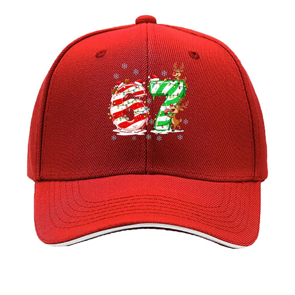 Christmas Candy Cane Numbers Reindeer Snowflakes Sandwich Baseball Cap Sun Cap Outdoor Workouts Hat