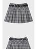 Women's American Retro Plaid High Waist Pleated Skirt - Early Autumn College Style, Anti-Exposure