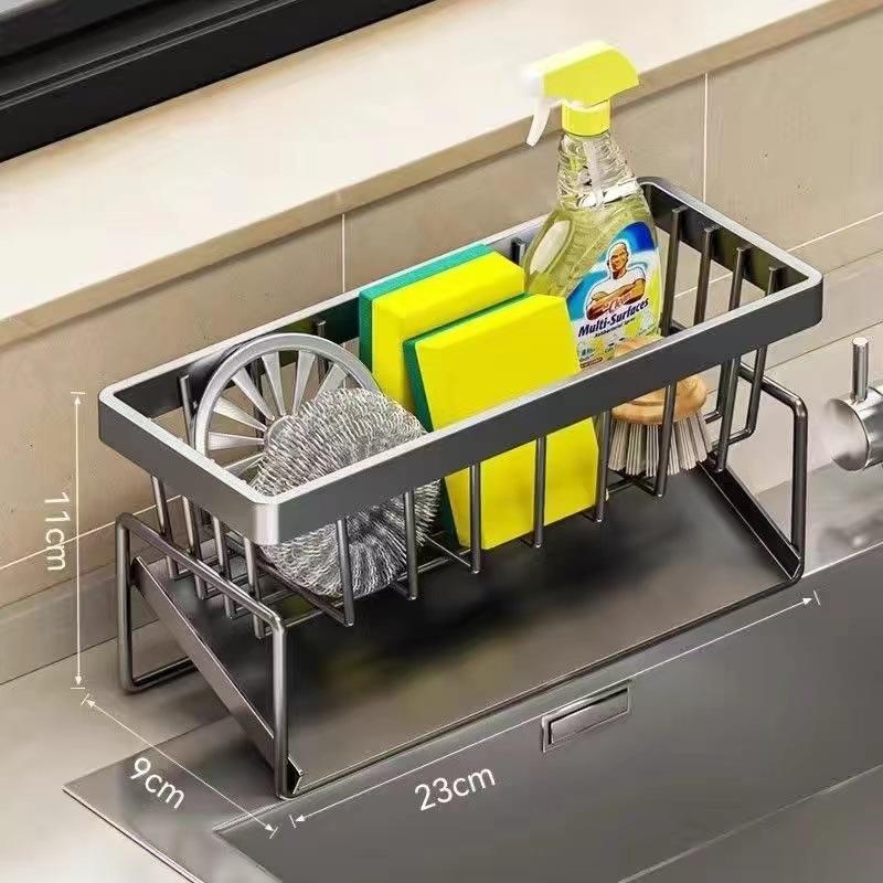 

Kitchen Sink Drain Rack Stainless Steel Drain Rack for Sponge Washing Rag Organizer Shelf Multifunctional Cleanser Storage Tools 1-tier чёрный