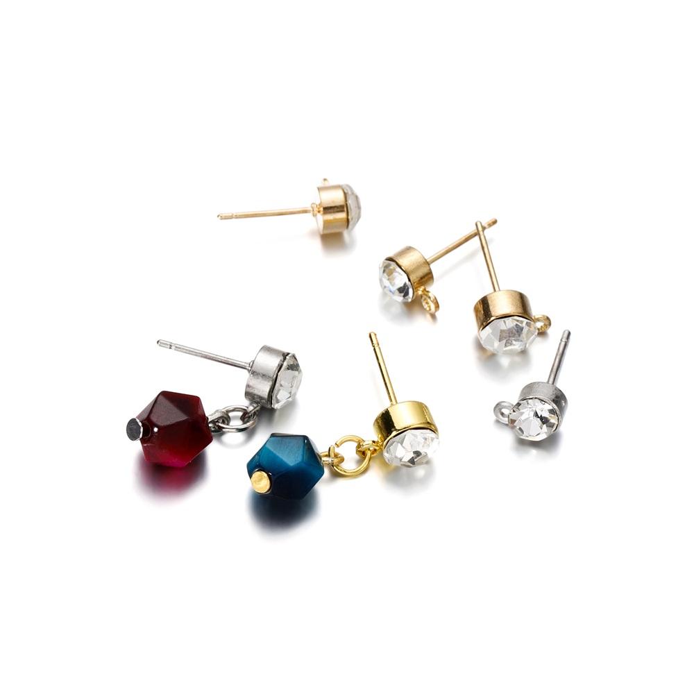 50 Stück/Lot 4 5 6 mm klare Strass-Ohrstecker Ohrstecker mit Schlaufe passend für DIY-Ohrringe, Schmuckherstellung, Zubehör