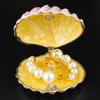 Mini Jewelry Storage Box Inlaid Gem Organizer Shell Shape Portable Alloy Storage Earrings Ring Dresser Home Desktop Decorative