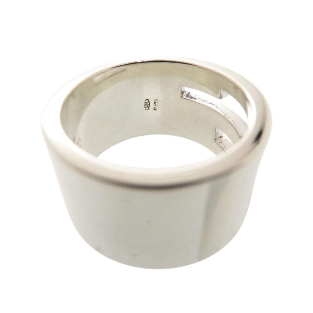 Used AUTHENTIC GUCCI Branded Cutout G WideRing Silver Silver925