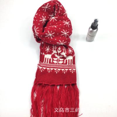 Couple Double Scarf Autumn and Winter Wind Warm Christmas Snowflake Deer Wool Knitted Scarf