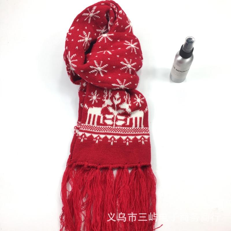 

Пара двойных шарфов осень и зима ветрозащитный теплый Рождественский снежинка олень шерстяной вязаный шарф About 160cm чёрный