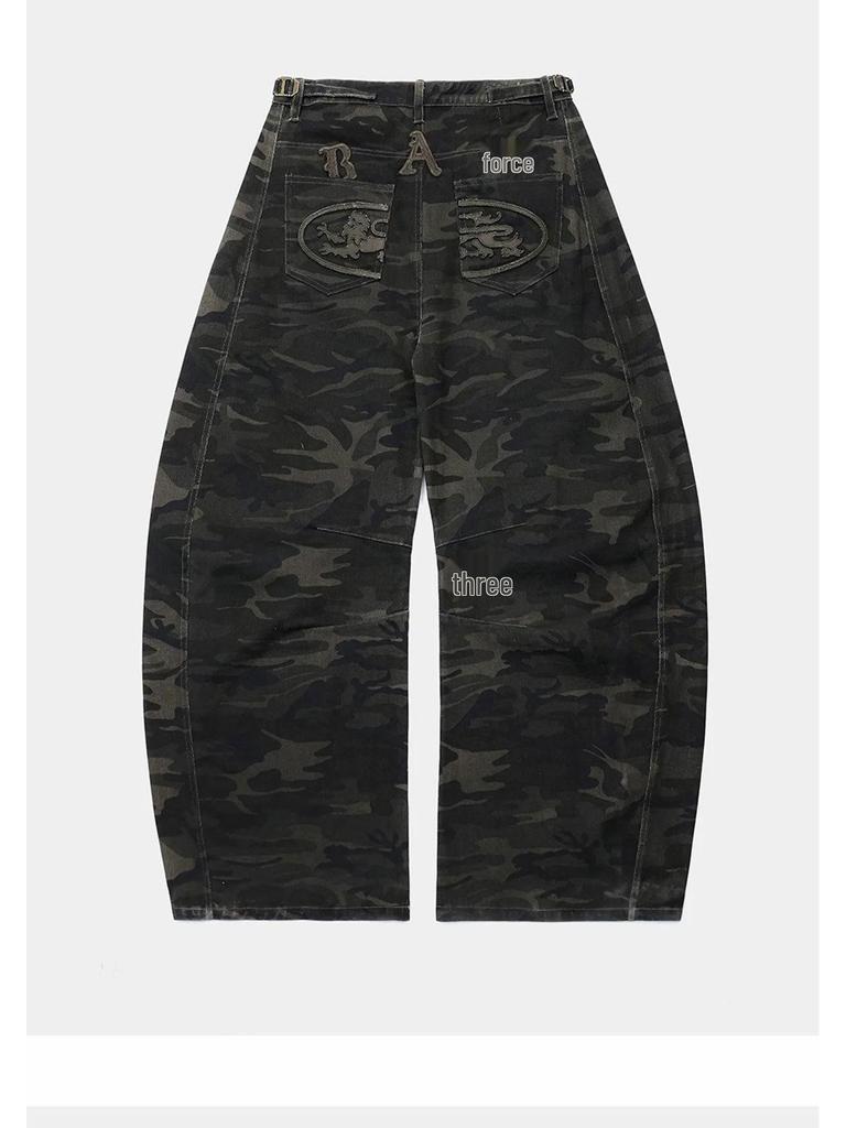 Jeans en Denim Large à Carreaux Rétro Badblood BCAC Coréen pour Femmes