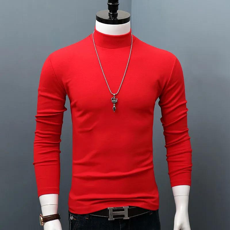 Mens Slim Fit Half Turtleneck Long Sleeve Solid Cotton Thermal T Shirt For Autumn Winter M