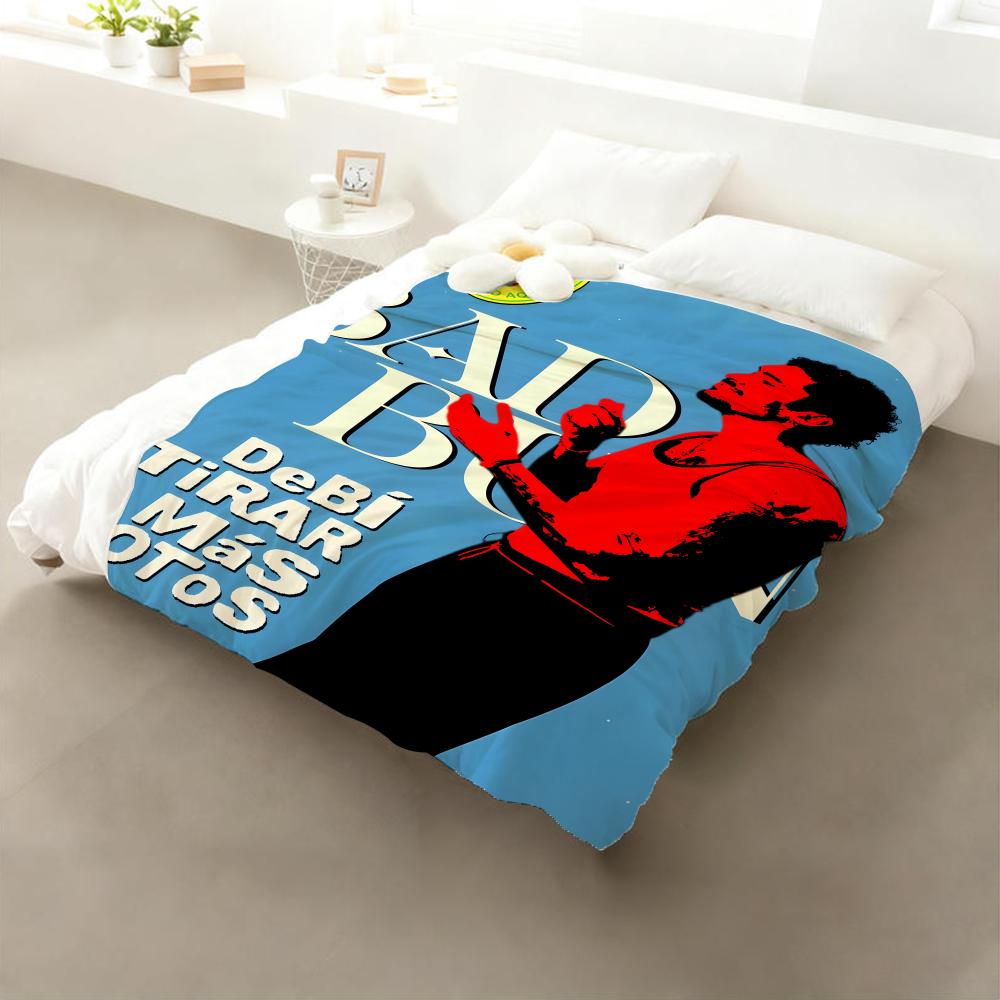 Bad Bunny Throw Flannel Throw Blanket: Soft Kid-Friendly Warm Anti-Static All Season Washable Couch Bed Home