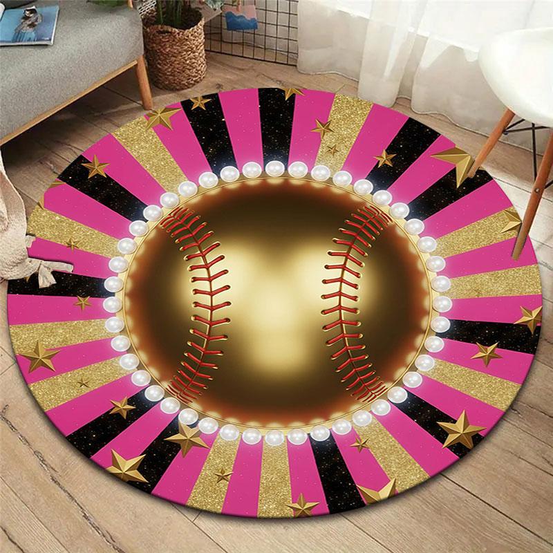 Metalball Round Area Rug,Carpet Rug for Living Room Bedroom Sofa Playroom Decor,Non-slip Floor Mat