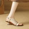 Fashion 2025 Fashion Gold Beige Women Sandals Strange Style Heels Party Wedding Shoes Woman Thin Band Prom Pumps Summer Sandals Shoes