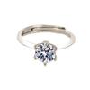 Adjustable Six-Prong Simulated Diamond Ring for Women & Couples