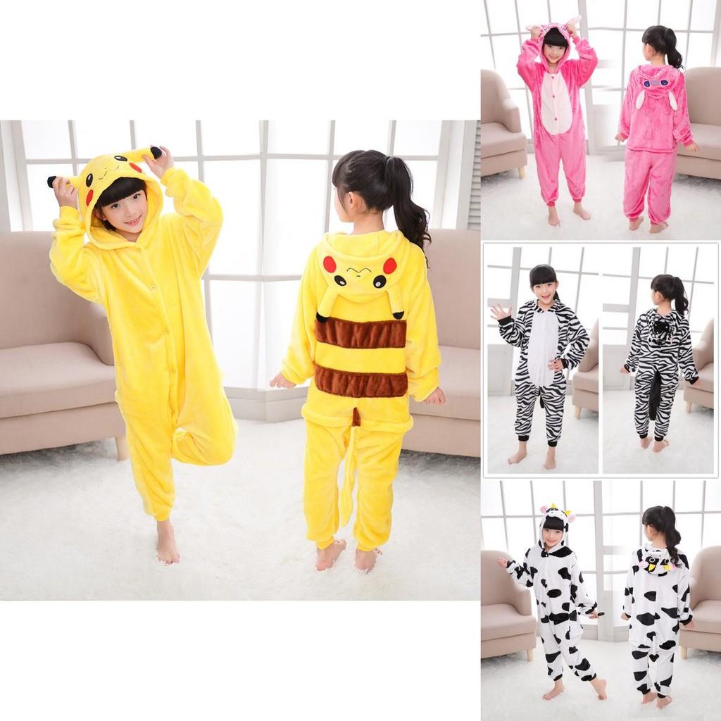 Premium Quality Halloween Kids Pajamas Cosplay Costume Featuring Pokemon Pikachu Dragon Cow Designs