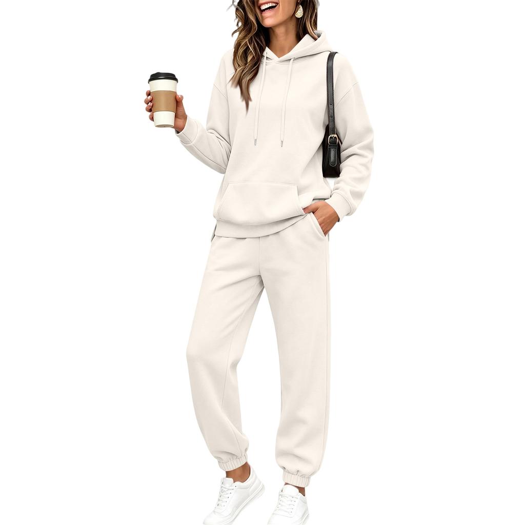Women's Lined Hoodie and Jogger Pants Set Loose Fit Casual Sweatsuit