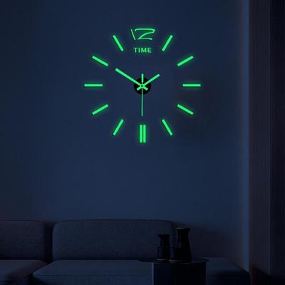 Orologio da parete luminoso 40 cm / 16 pollici 3D fai da te orologi decorativi da parete senza cornice movimento silenzioso senza ticchettio per la decorazione dell'home office
