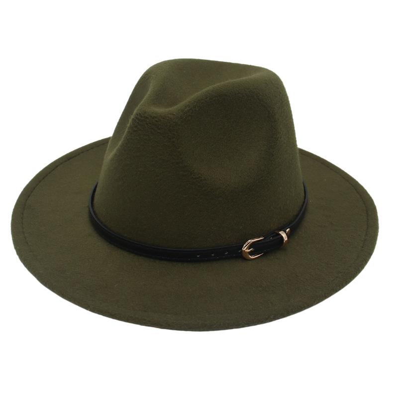 European And American Buckle Accessories Top Hat British Fashion Jazz Hat New Woolen Felt Hat Jazz Hat