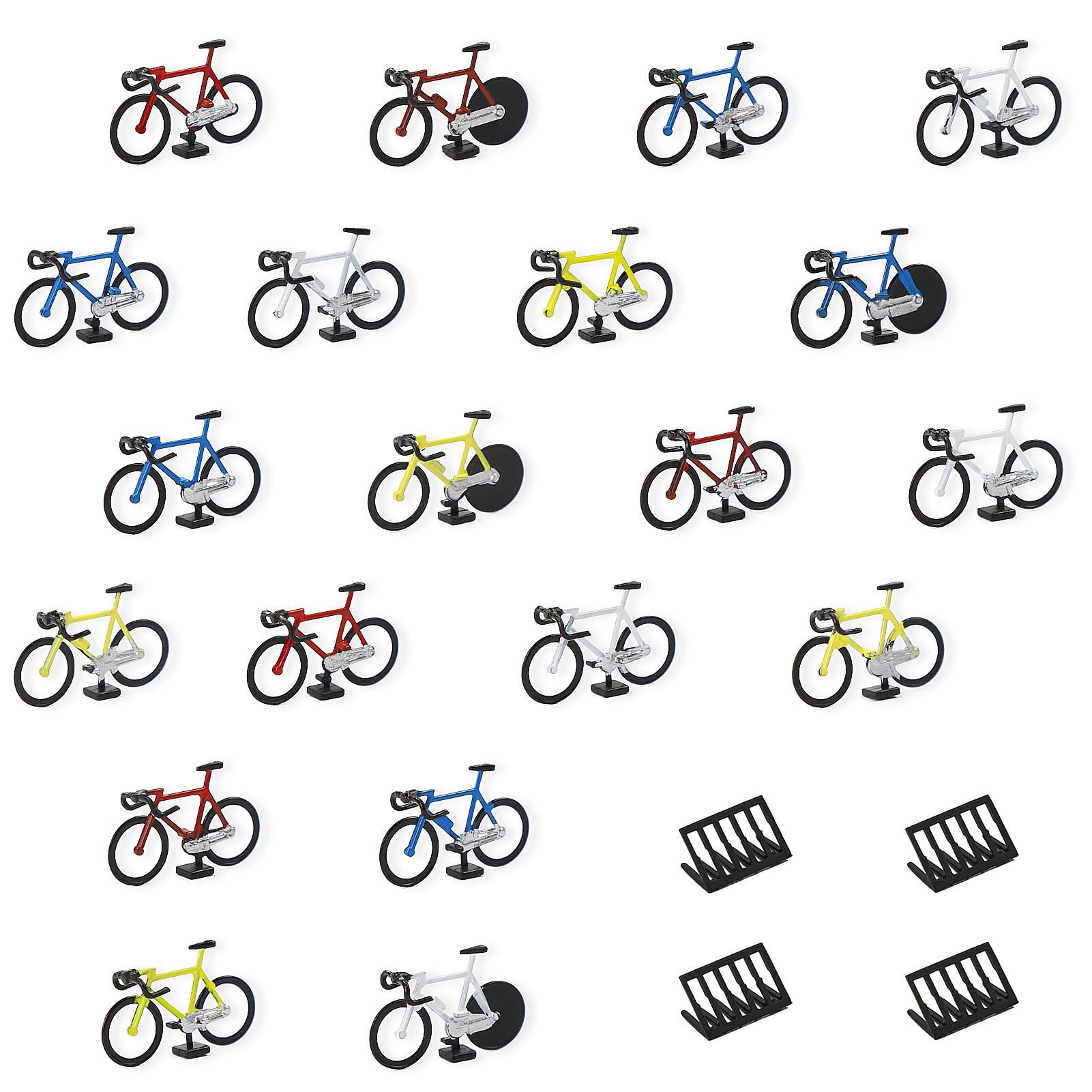 

HO gauge 20 bicycle models and 4 parking racks bicycle railway model layout diorama supplies C8702 1/87