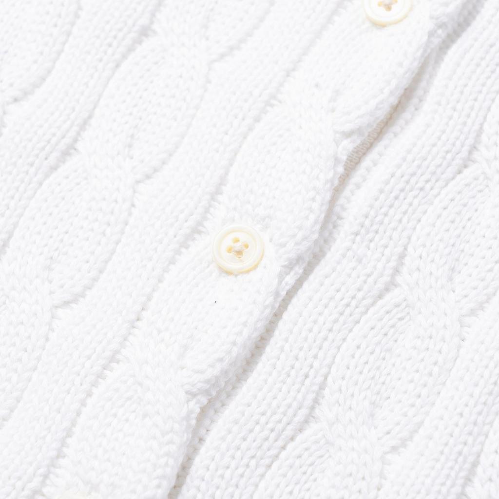 Polo Ralph Lauren Solid Color Cable Knit Short Sleeve Cardigan Women Tops White 100053185
