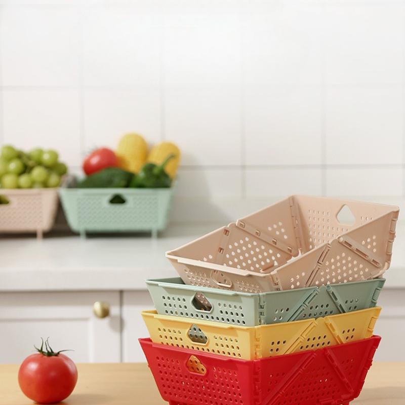 Creative Foldable Vegetable Washing Basin, Household Storage Basket, New Plastic Living Room Fruit Basket, Kitchen Drain Basket