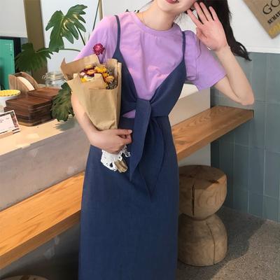 Estate Kroean nuove donne bretelle linea A casual elegante abito midi Za donna vestiti in cotone