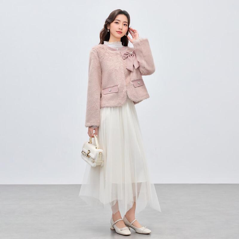 IEF French Sweet Bow Plush Coat