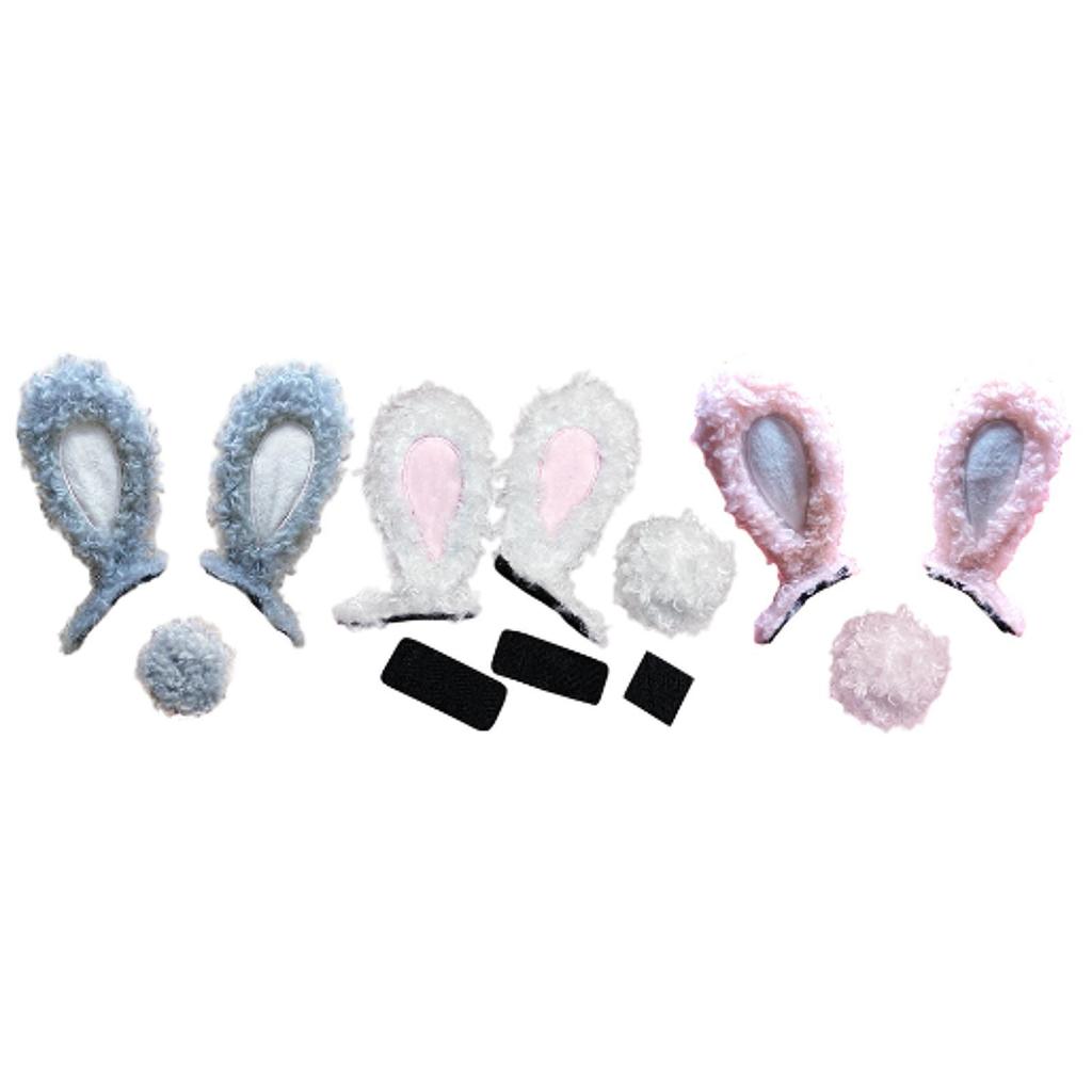 Cartoon Bunny Ears Helmet Plush Ears Decor Set for Bike Scooter Ski Helmet for Easter Party
