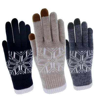 Winter Snowflake Fingerless Touchscreen Gloves Knitted Warm Outdoor Riding