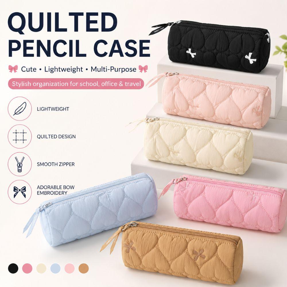 Large Capacity Pencil Case Love Bowknot Design Pencil Box New Makeup Brush Organizer for Students