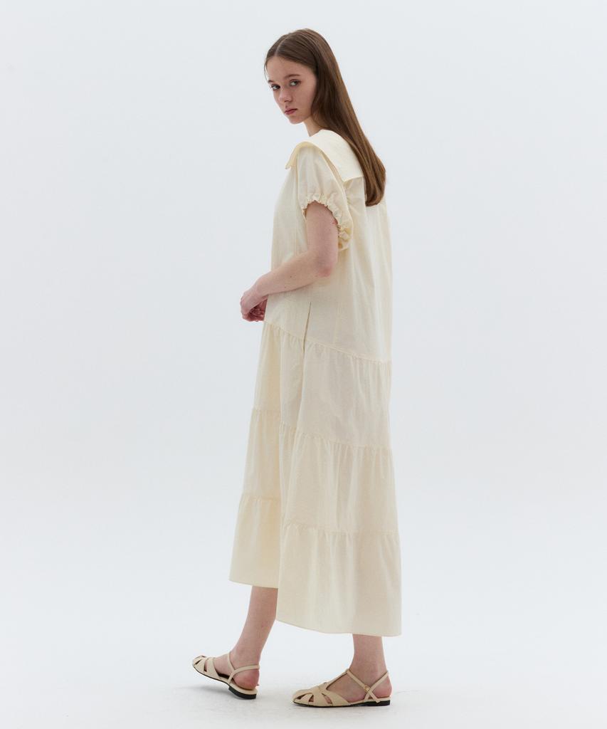 Ost Kaka Sailor Collar Tiered Maxi Dress Cream