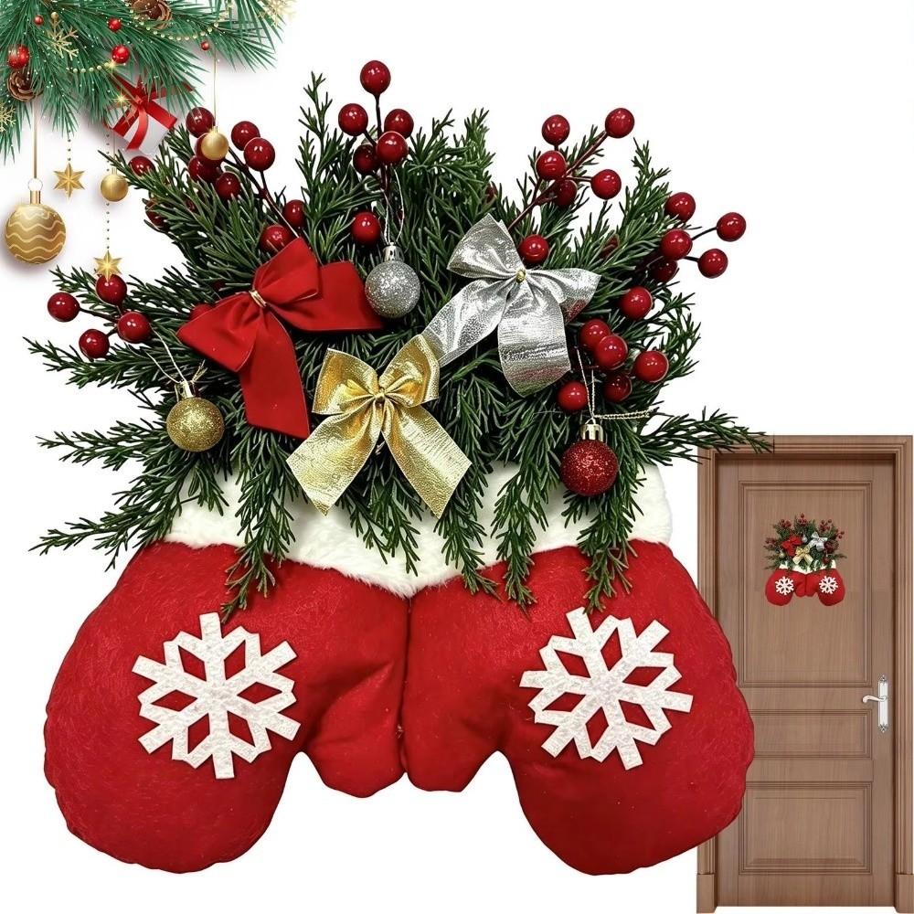 Glove Shape Christmas Glove Wreath Simulated Flower Christmas Garland Christmas Wreath Living Room