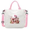 Sweet Cartoon Print 26 Letter Canvas Bag Schoolgirl Portable Crossbody Shoulder Bag Trend