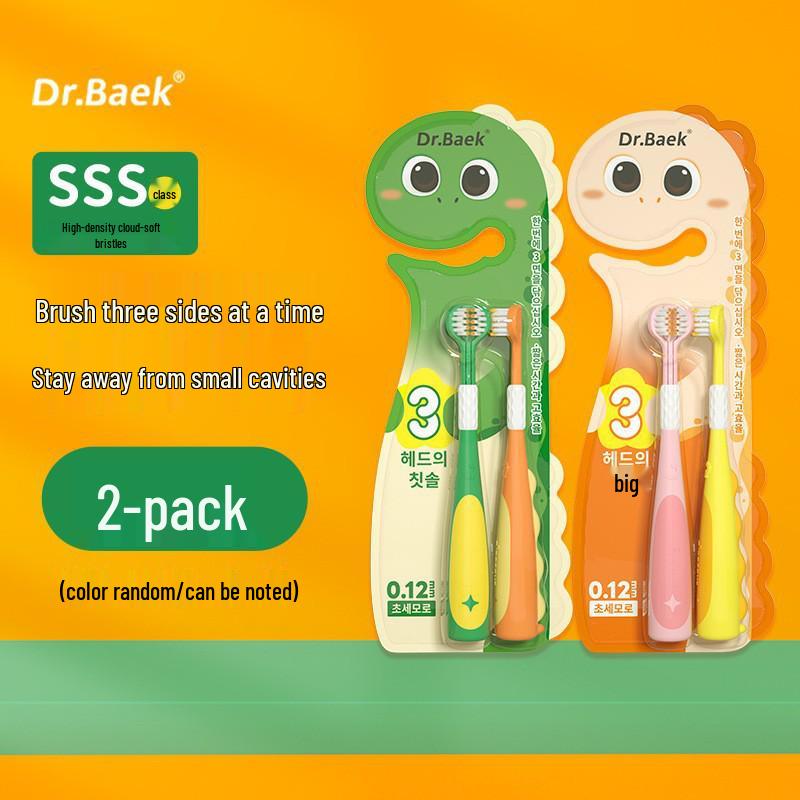 Popular Kids' Soft Bristle Three-Sided Toothbrush, Ages 3-12, Adorable Cartoon Giraffe Design