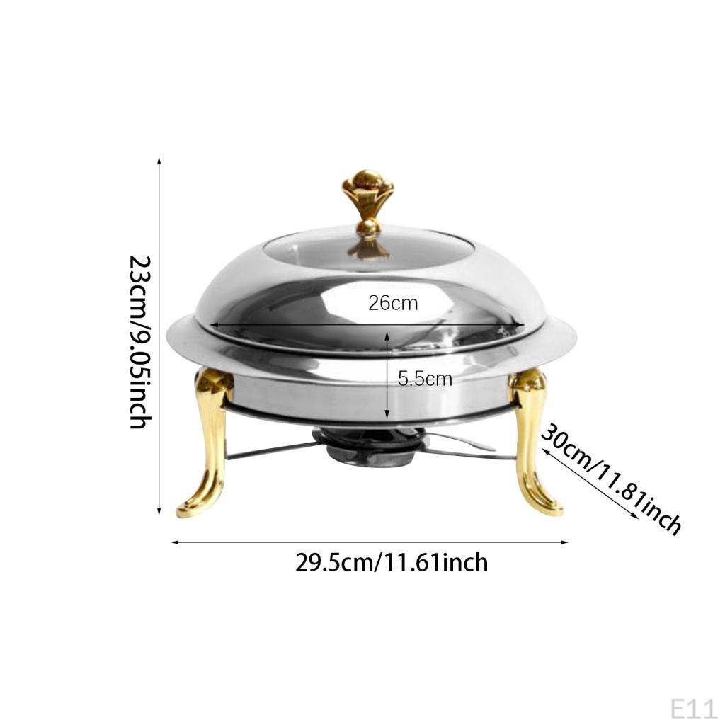 Chafing Dish Buffet Food Warmer Clear Lid Plates Portable Round Small Pot Camping Stove for