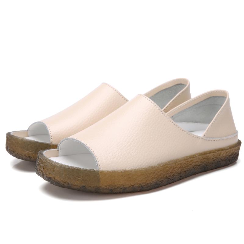 Sandales Romaines pour Femmes Extérieur Décontracté Cuir Blanc Chaussures Plates Grandes Tailles Creuses Bout Ouvert Chaussures d'Été pour Fille