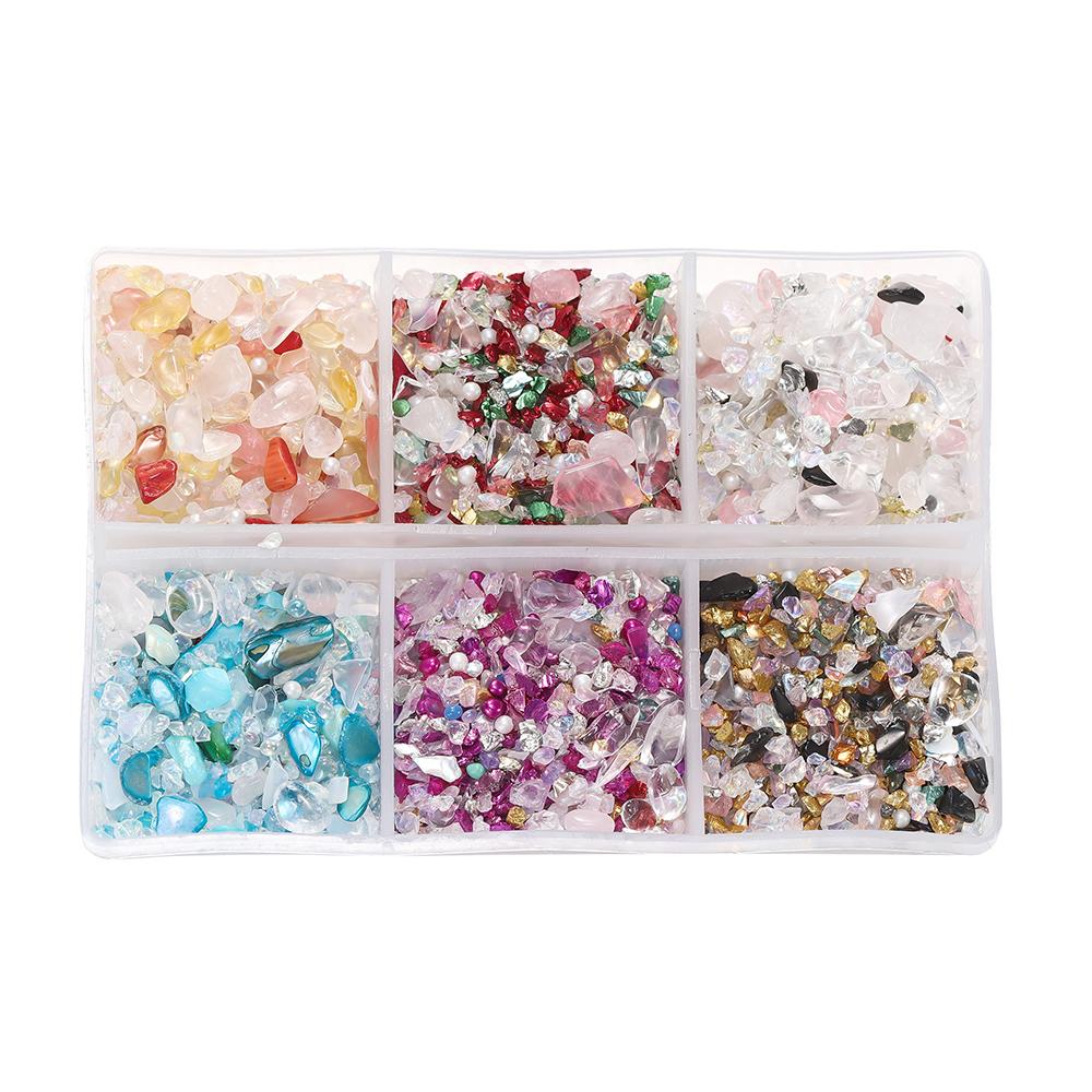 60g/Box Mixed Colorful Glass Crystal Crushed Stone Beads for DIY Resin Fillers Material Jewelry Making Accessories Nail Crafts