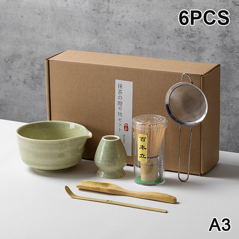 5/6Pcs Matcha Tea Set Bamboo Whisk Teaspoon Sieve Matcha Ceramic Bowl Matcha Whisk Japanese For Tea Lovers Tea-Making Tools