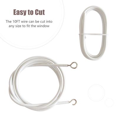 10FT Curtain Wire With 4 Hooks DIY Curtain Rod Picture Hanging Wire Wire Hanging Cord
