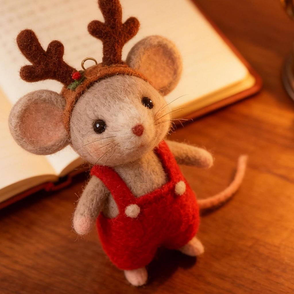 Felted Mouse Lightweight Cute Animal Figurine Christmas Felt Mouse Decor For Indoor Windowsills Holiday Bedroom Living Room Den