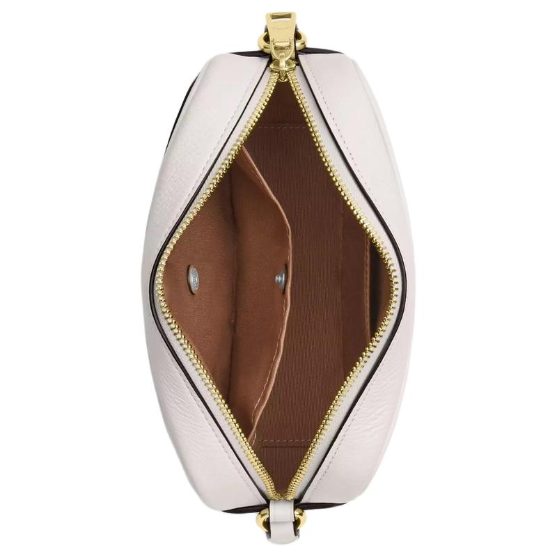 Coach Shoulder Bag Jamie 20 Adjustable Strap with Zip Closure Refined Pebbled Leather Camera Crossbody Small Women's Gold and Chalk Multicolor