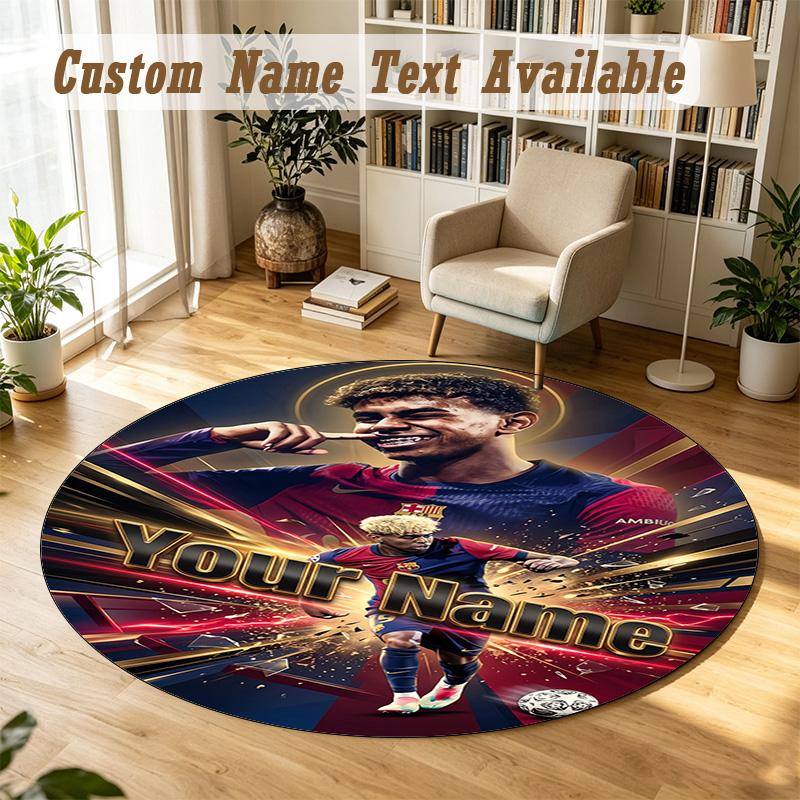 Round Rug Custom NameLamine Yamal Pattern Non Slip Carpet Home Floor Decor