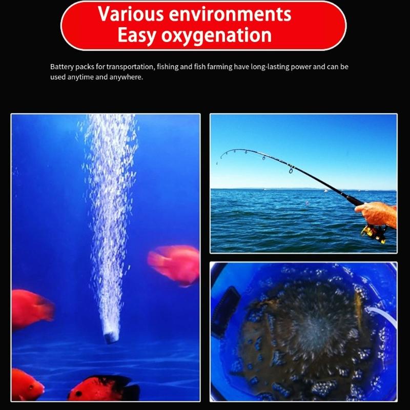 High Efficiency Aquariums Aerator Battery Waterproofed Outdoor Fishing Aerator for Aquariums Pond Travel