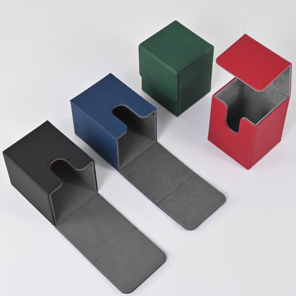 Card Deck Box 4 pack ,Card Storage Box holds 100+ Single Sleeved Cards, PU Leather Magnetic Closure for Magic cards TCG card