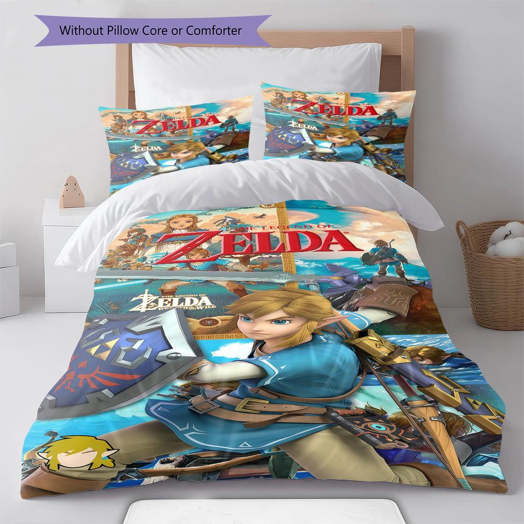 Action games Pattern Bedding Quilt Set Quilt Cover Pillowcase Home Decoration Birthday Gift (1 * duvet cover + 2 * pillowcase, without core)