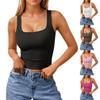 Cute Summer Women's Seamless Slim Square Neck Tank Top Basic Sleeveless Shirt